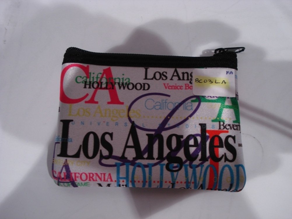 Los Angeles Letter Neoprene Coin Purse - Stylish Zippered Wallet for Coins, Cash & Cards | Perfect for Travel, Shopping & Everyday Use