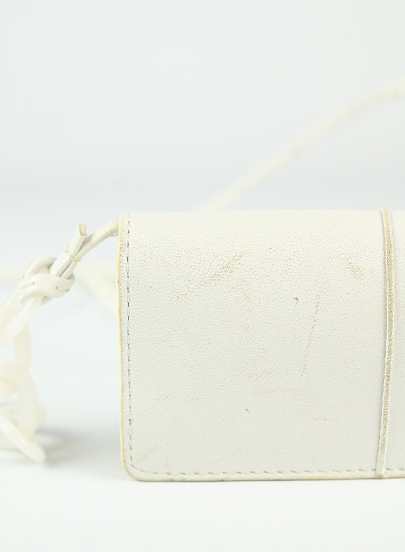 Jacquemus Mini Le Bello White Leather Crossbody Bag - Perfect for Parties, Dates & Everyday Use