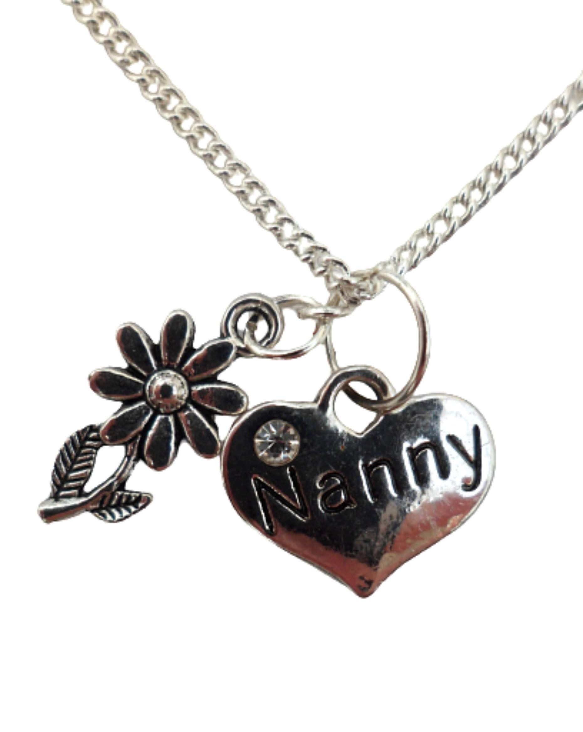 Silver Plated Heart Daisy Necklace - Perfect Gift for Nanny & Loved Ones