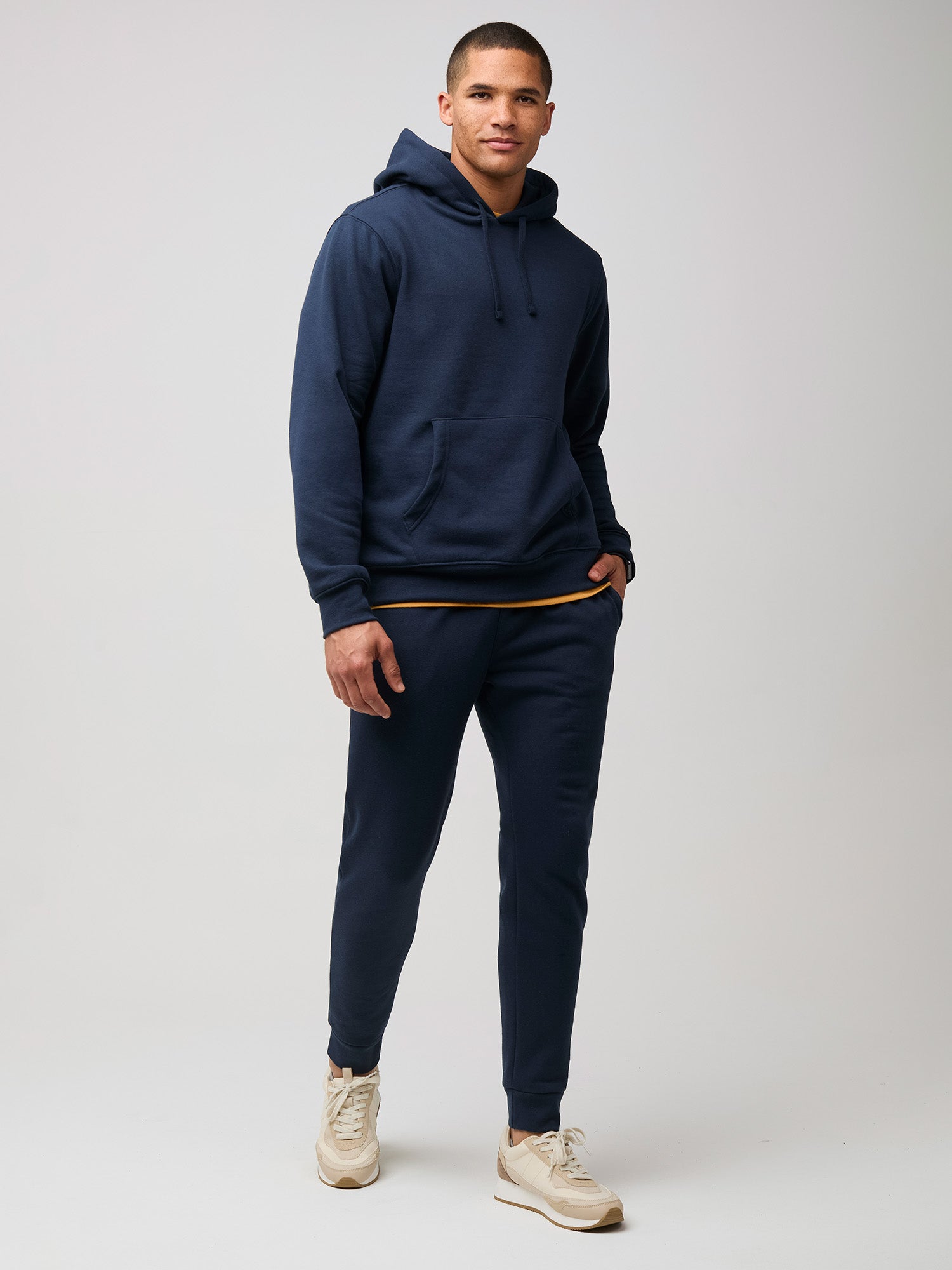 Dark Navy Pullover Hoodie for Men & Women - Soft Cotton Fleece Hooded Sweatshirt - Casual Loungewear for Gym, Running, and Everyday Wear