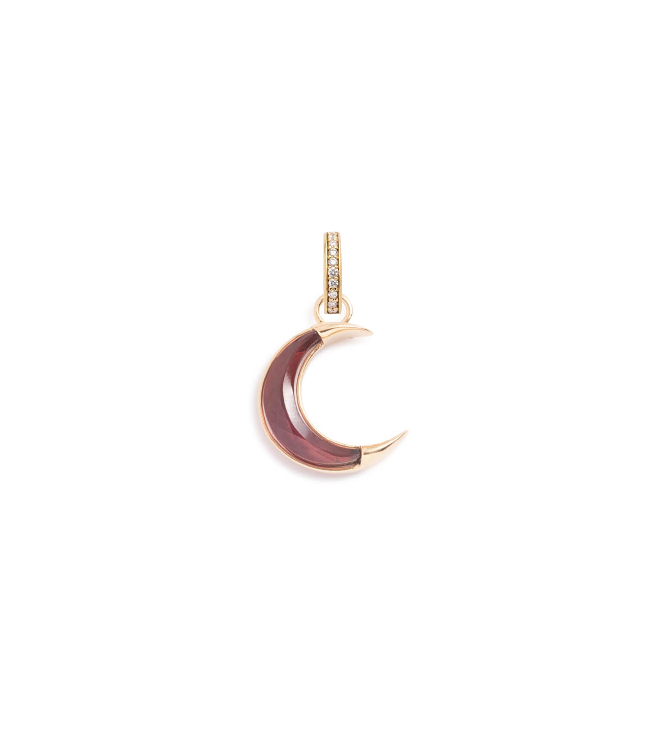 15mm Garnet Gemstone Crescent Karma Medallion with Annex Link - Perfect for Yoga, Meditation & Spiritual Jewelry Gifts