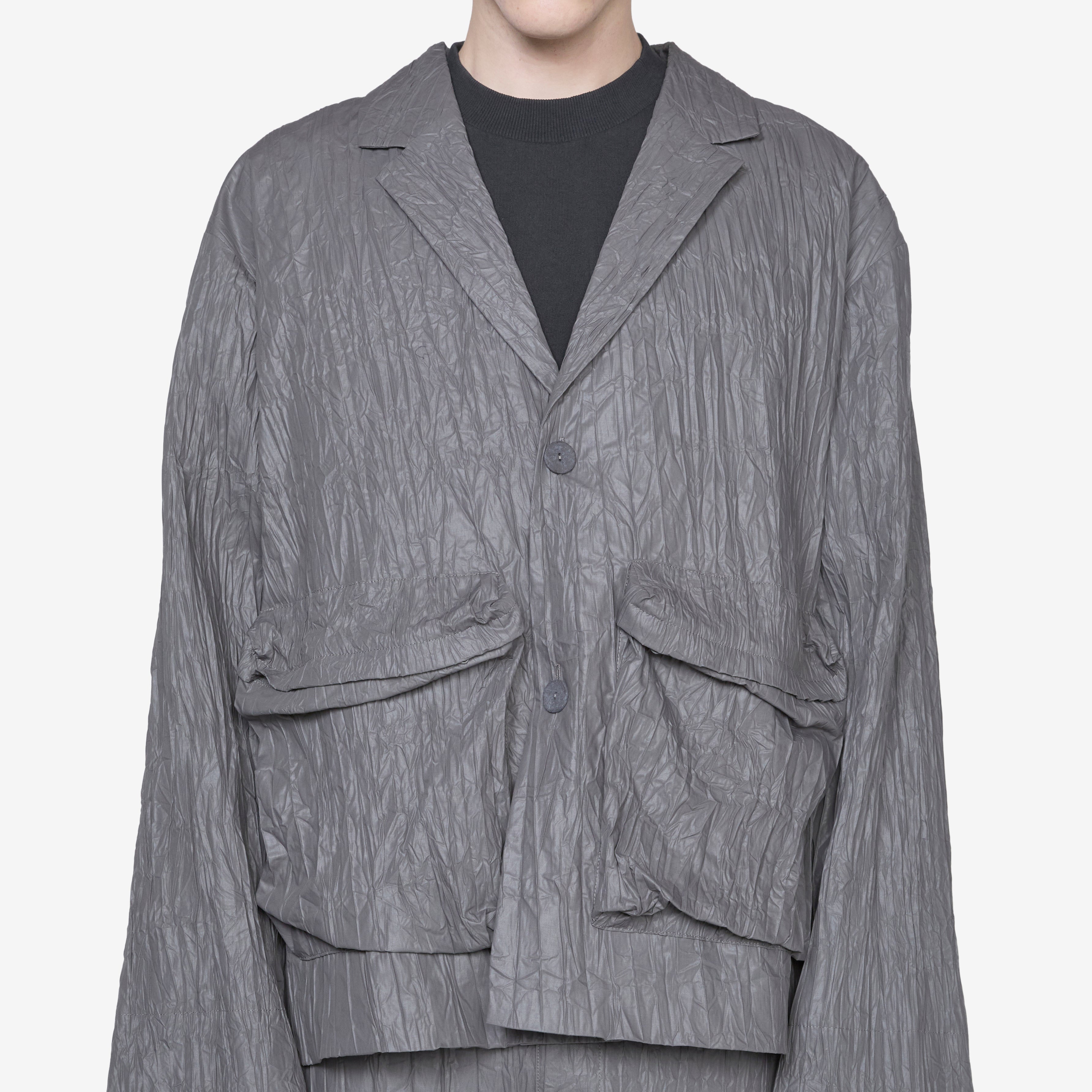 Stylish Crinkle Blazer for Women - Graphite Gray Wrinkle-Resistant Office Jacket - Perfect for Business Casual, Workwear & Professional Outfits