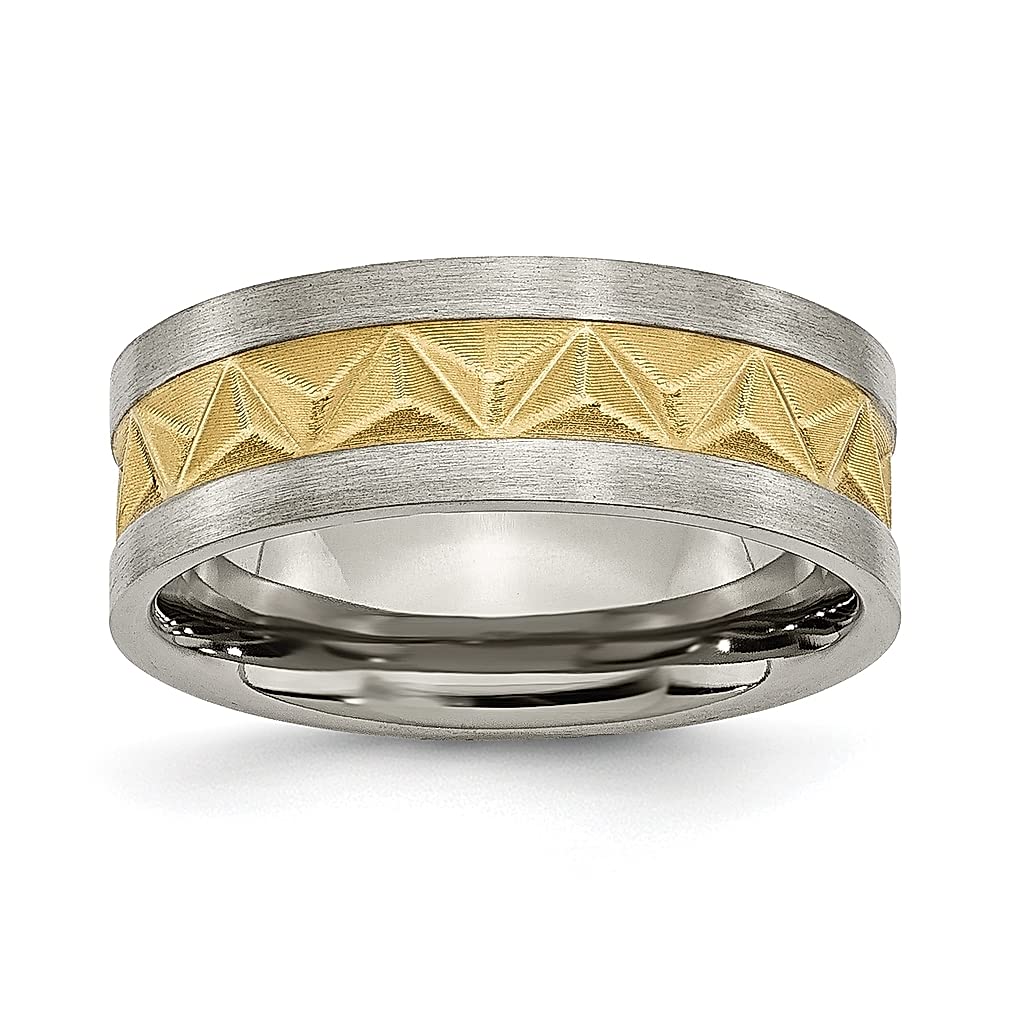 Titanium Brushed Yellow Plated 8mm Men's Wedding Band Ring - Durable & Hypoallergenic Jewelry for Grooms, Dads & Him | Perfect for Weddings, Anniversaries & Special Occasions