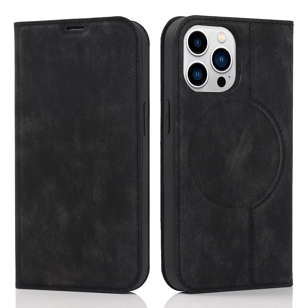 Premium Genuine Leather Wallet Case with MagSafe for iPhone 13/14/15 Pro Max - Slim RFID Blocking Card Holder for Daily Use & Travel