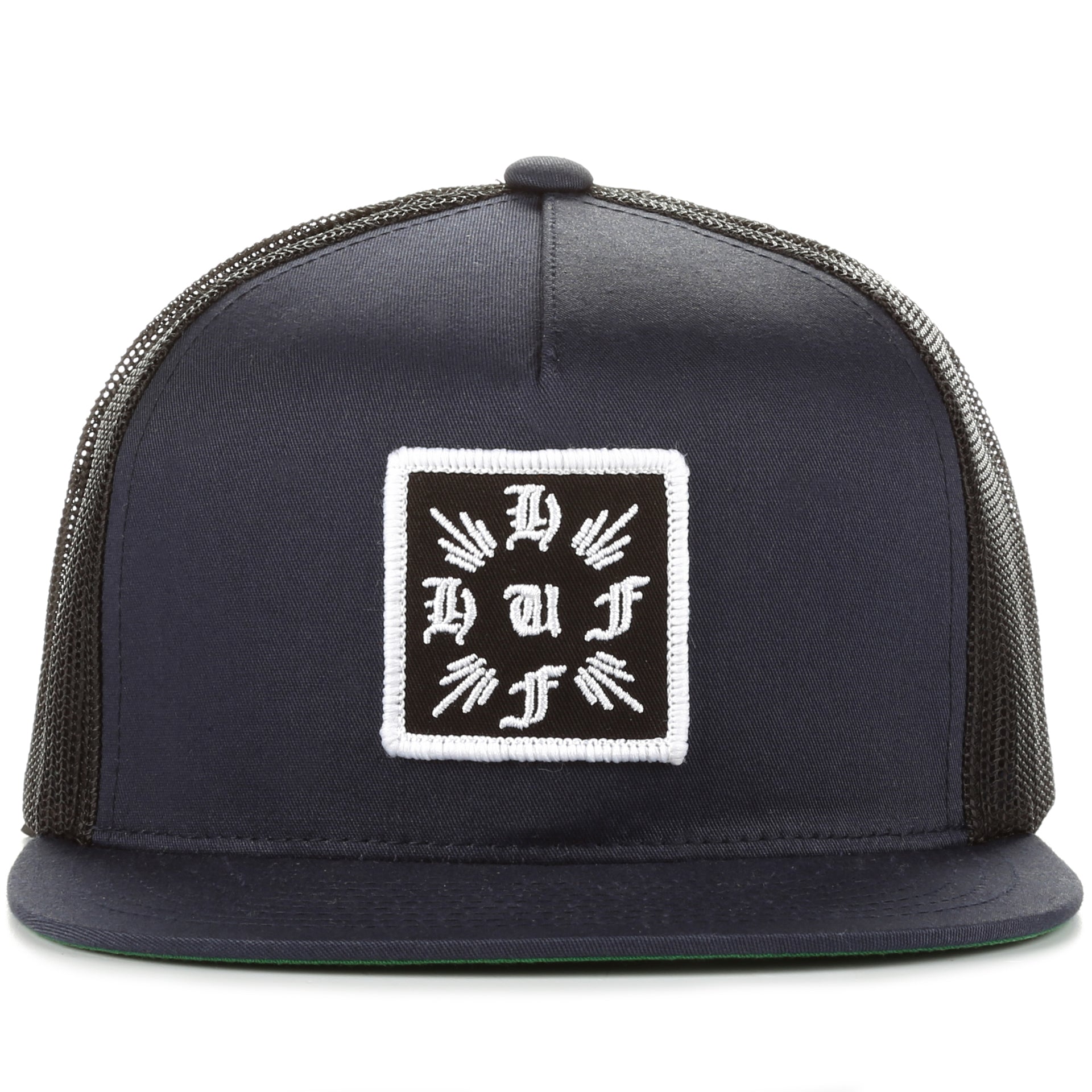 Huf Cross Trucker Cap - Navy Blue Adjustable Snapback Hat for Men & Women - Perfect for Skateboarding, Streetwear, and Casual Outfits