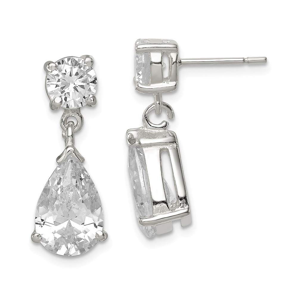 Elegant Sterling Silver CZ Pear Shaped Dangle Earrings for Women - Perfect for Weddings, Parties & Special Occasions