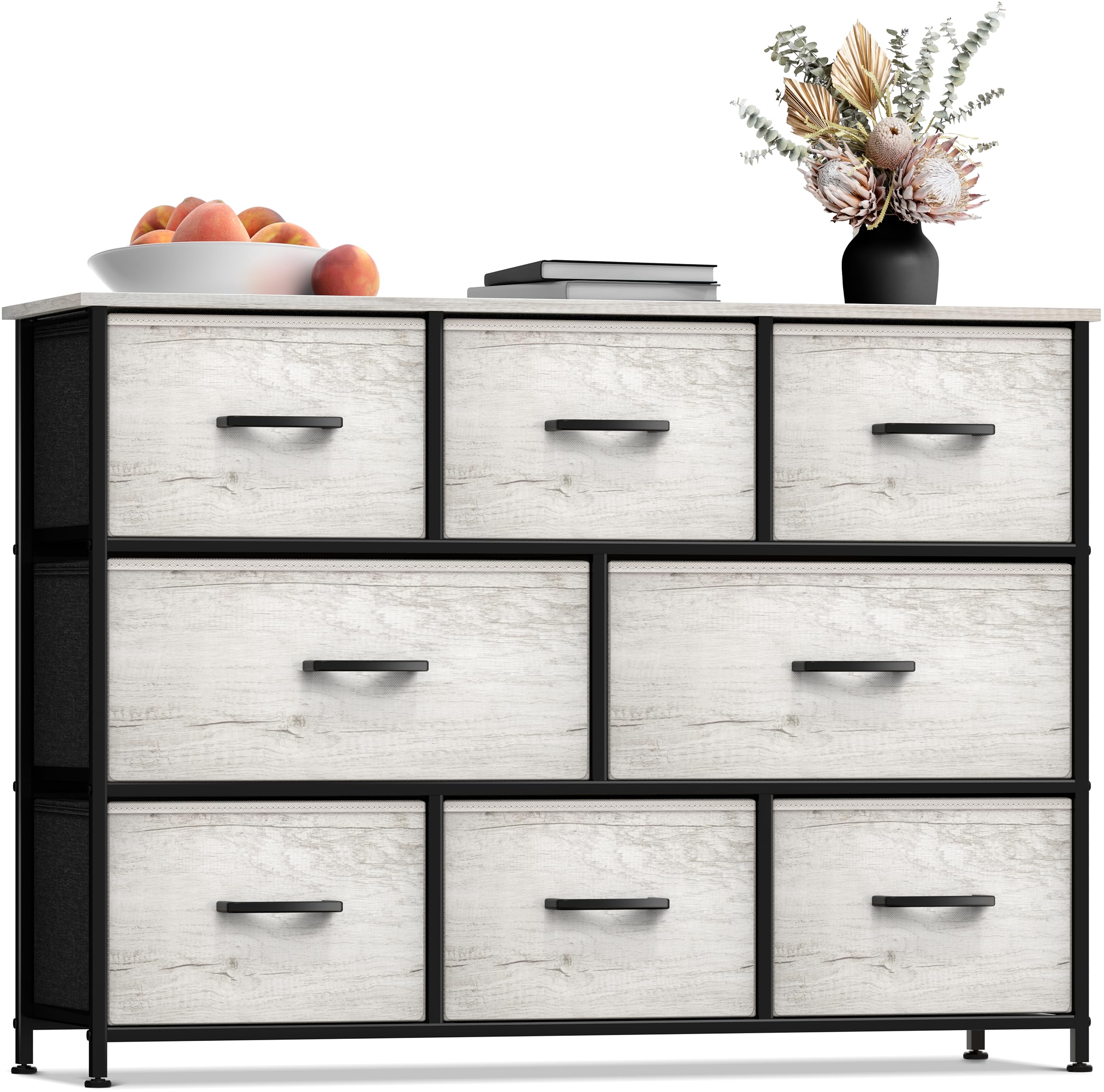 Sorbus 8-Drawer Dresser Organizer - Sturdy Steel Frame with Faux Wood Top & Easy Pull Fabric Bins for Clothes Storage - Perfect for Bedroom, Hallway, Living Room & Closet Organization