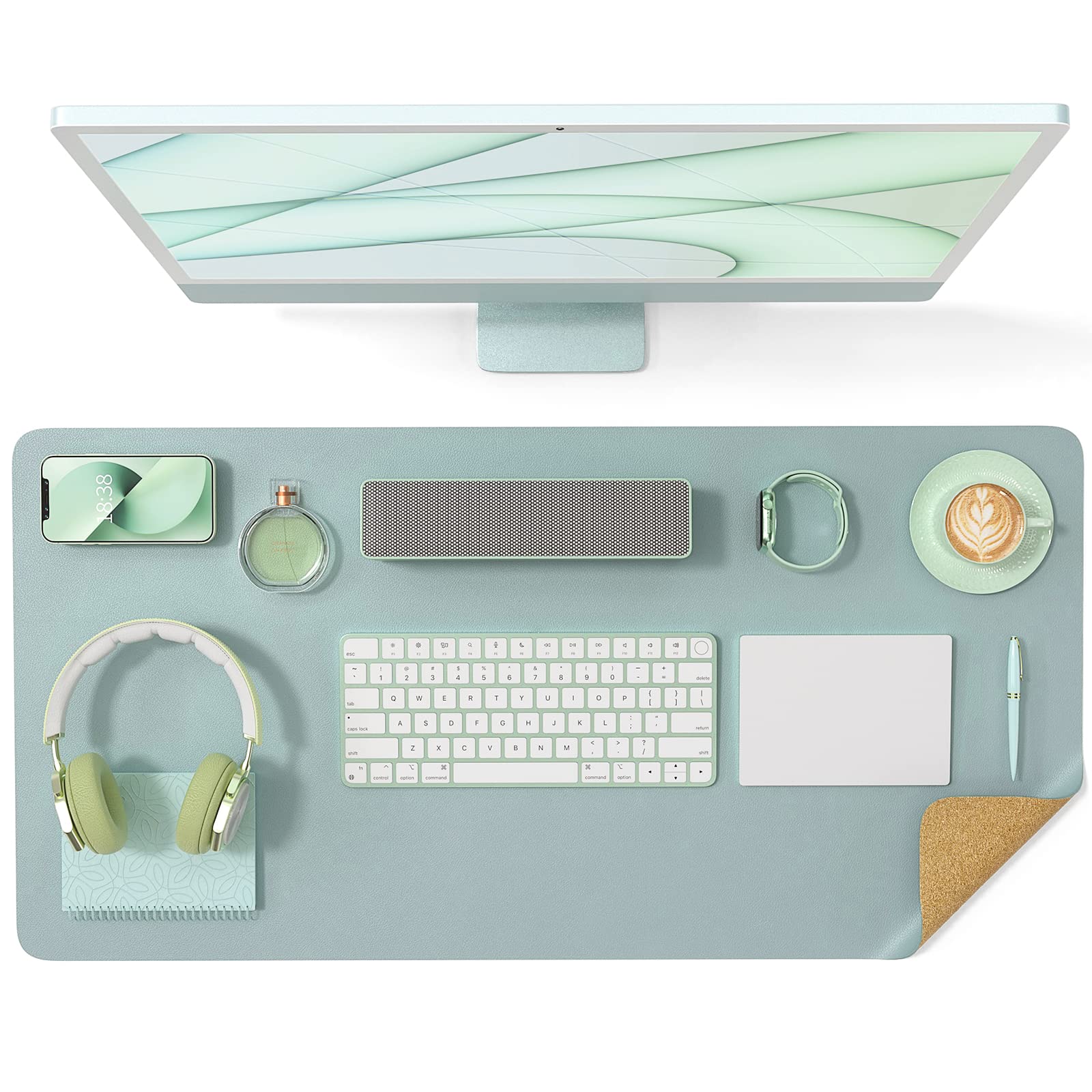 Premium Dual-Sided PU Leather Desk Mat - Waterproof Office Desk Pad Protector for Keyboard & Mouse (35.4