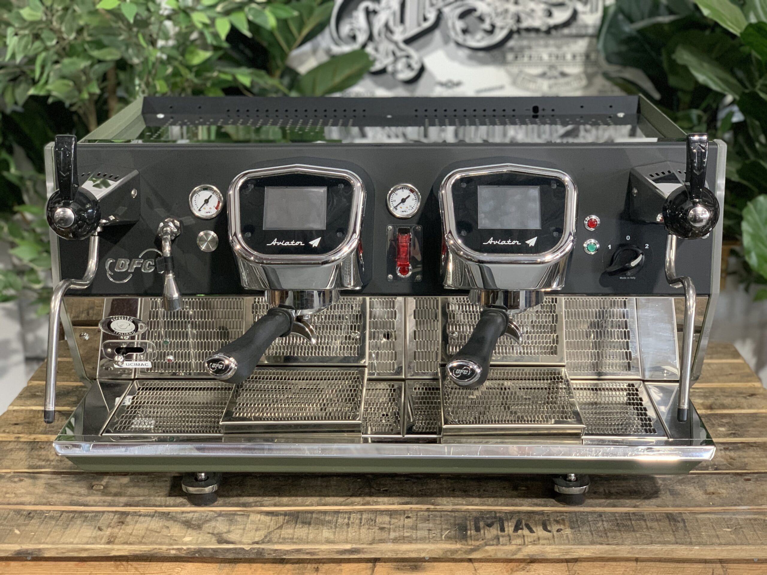 BFC Aviator 2 Group Dark Green & Black Commercial Espresso Machine - Perfect for Cafes, Restaurants, and Coffee Shops