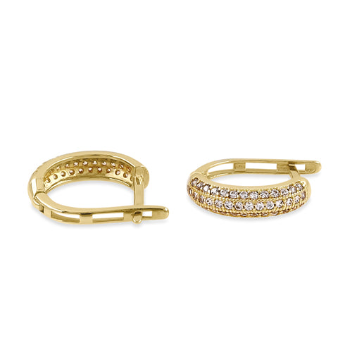 14K Yellow Gold Triple CZ Hoop Earrings for Women - Dainty Stackable Huggie Earrings for Everyday Wear, Gift Giving & Special Occasions