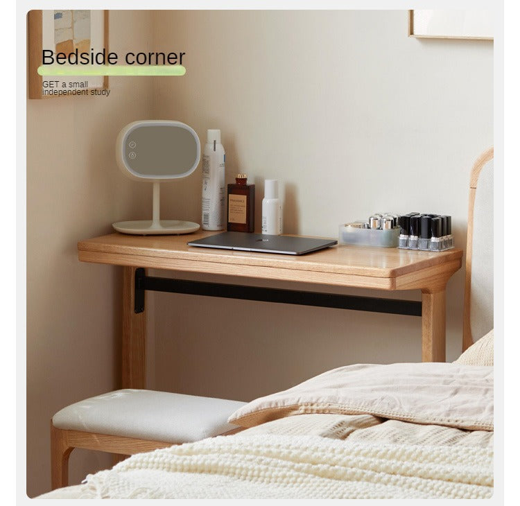 Oak Solid Wood Small Office Desk & Side Table - Compact Home Office Furniture for Workspace, Living Room, or Bedroom