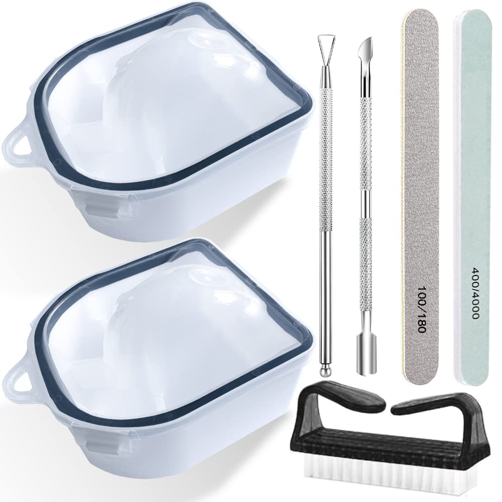 Professional Nail Soaking Bowl & Gel Polish Remover Kit - Manicure Bowl for Acrylic & Dip Nails Removal with Nail Brush, Cuticle Pusher, Peeler, 100/180 Grit Nail File & Buffer Block (Black) - Perfect for Salon & At-Home Nail Care