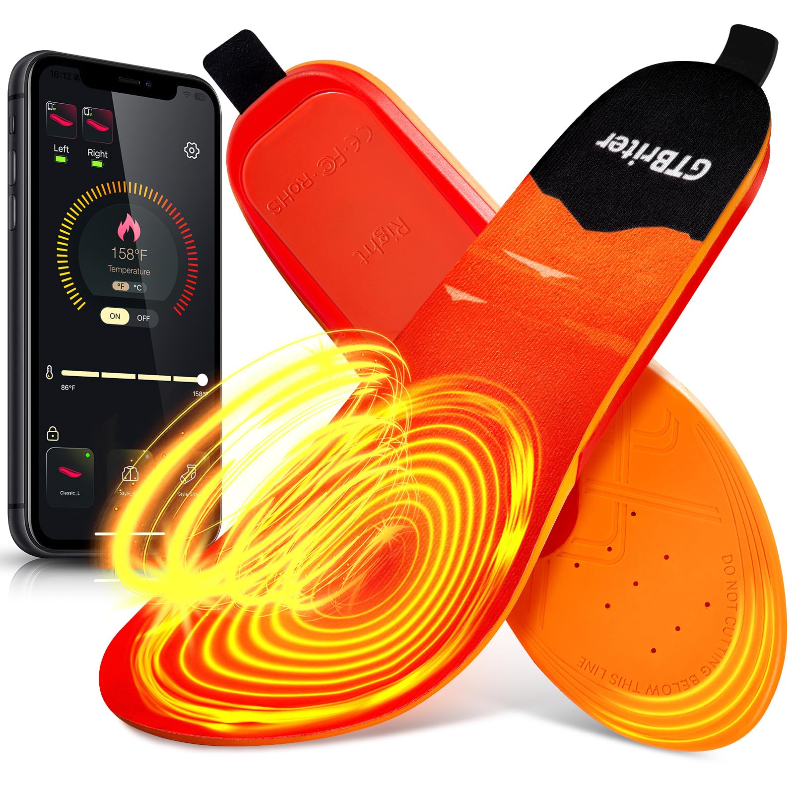 5000mAh Rechargeable Heated Insoles for Men & Women - APP Controlled, Up to 14 Hours Heating, Removable Battery - Winter Foot Warmers for Hunting, Hiking, Skiing & Outdoor Activities - Size L-11
