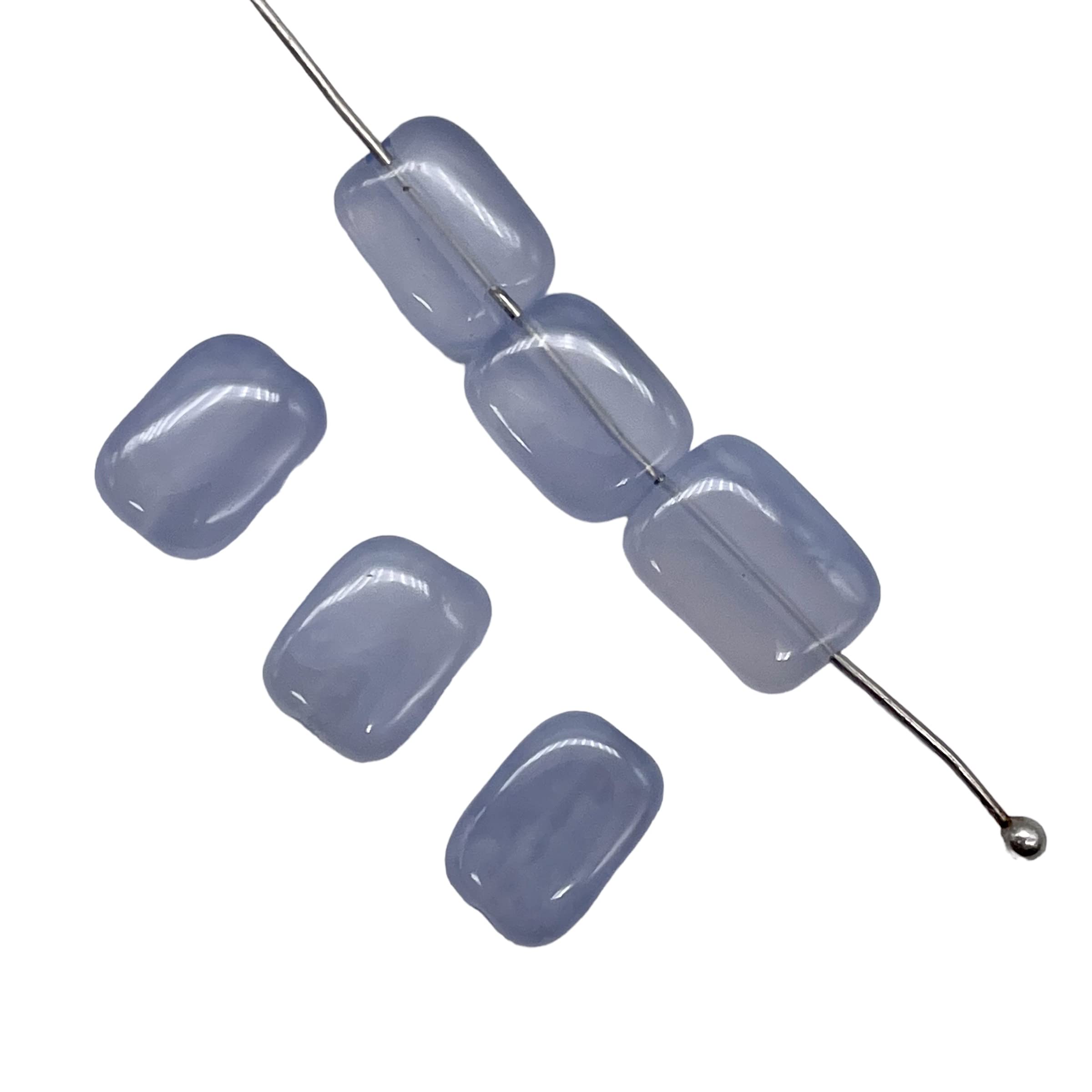 6 Blue Chalcedony Agate Rectangle Beads 9573 for DIY Jewelry Making - Perfect for Necklaces, Bracelets & Earrings