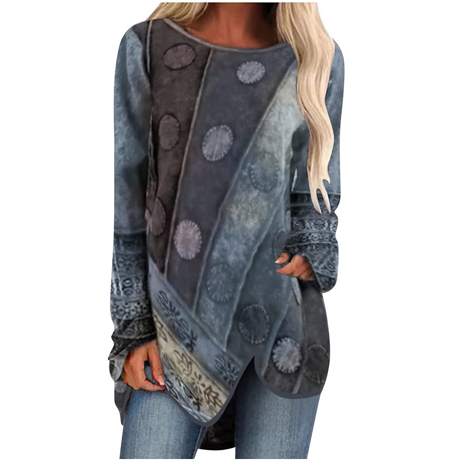 Women's Fall Fashion 2022 Tunic Tops - Dressy Casual Crewneck Sweatshirt Long Sleeve Loose Blouse to Wear with Leggings | Perfect for Work, Weekend Outfits & Layering