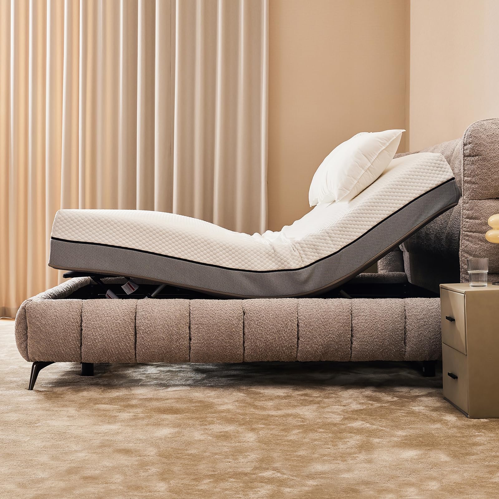 Adjustable Queen Size Bed Frame with Wireless Remote Control - Electric Bed with Head & Foot Incline, Zero Gravity Position & Quiet Motor - Perfect for Back Pain Relief, Reading, Watching TV & Relaxation