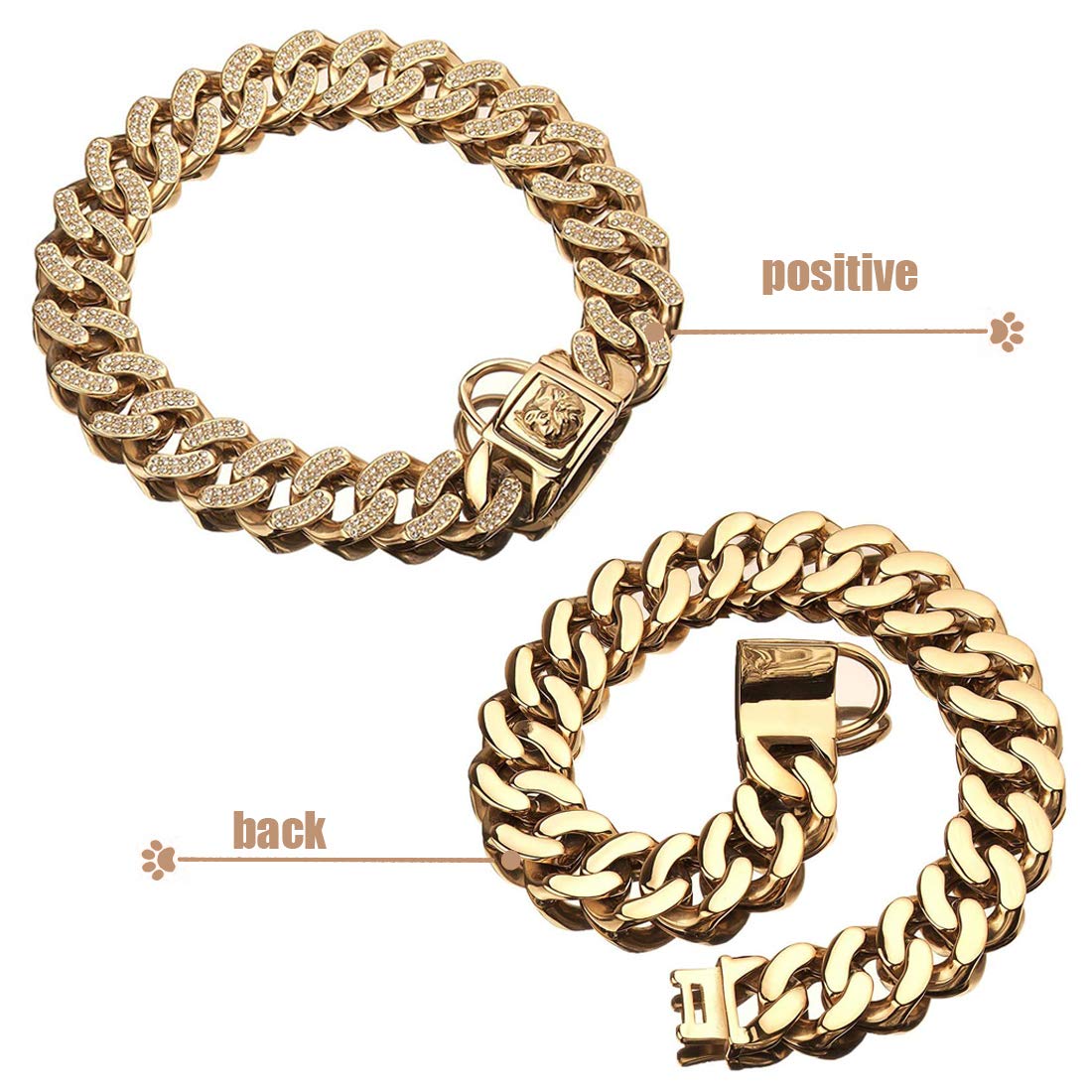 32MM Heavy Duty Stainless Steel Dog Chain Collar for American Bully - 16inch/41cm Gold Plated Pet Necklace - Perfect for Training, Walking & Fashion Accessories