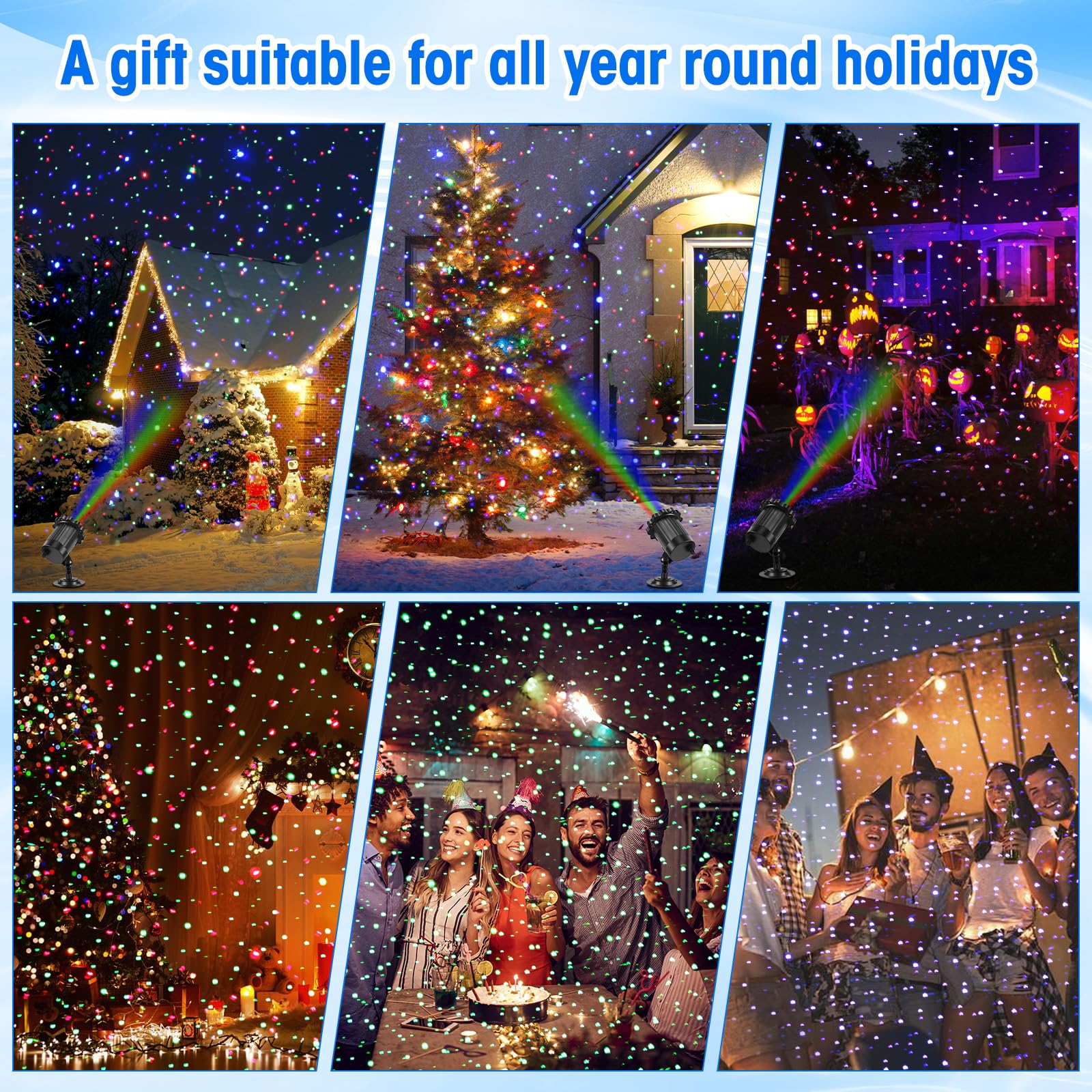 Outdoor Laser Projector Lights with Remote Control - RGB Star Landscape Spotlights, IP65 Waterproof Garden Lighting for Easter, Christmas, Halloween Party Decorations | Perfect for Backyard, Patio, Lawn, and Holiday Decor