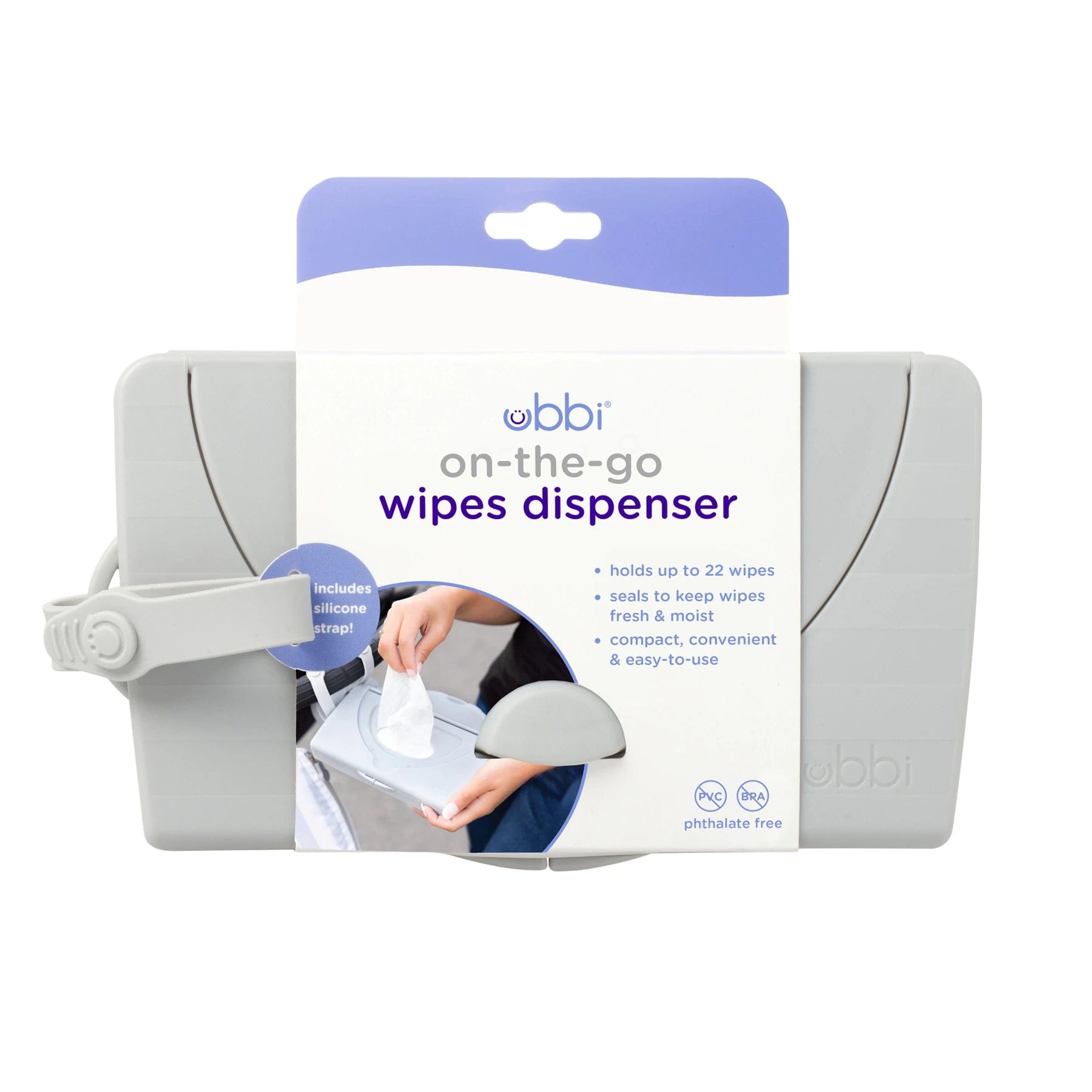 Ubbi On The Go Wipes Dispenser - Portable Baby Wipes Container for Diaper Changes, Travel & On-the-Go Convenience