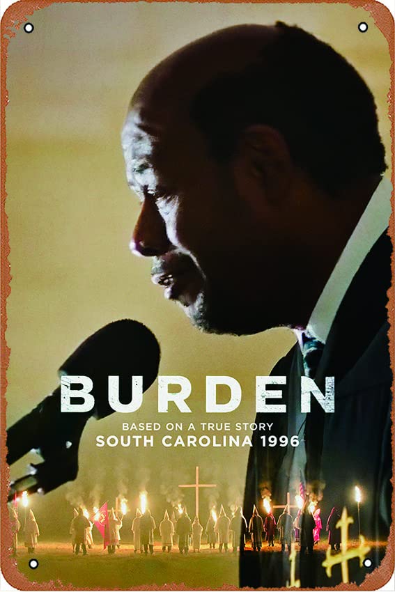 Vintage Metal Tin Sign - Burden Movie Film Poster Wall Art for Bars, Coffee Shops & Home Decor (12x8 Inch) - Perfect for Man Cave, Retro Themed Rooms & Movie Lover Gifts