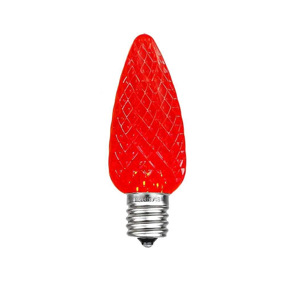 25PK C9 LED Faceted Ultra Bright Dimmable Outdoor Christmas Light Replacement Bulbs - Red - Energy Efficient, Shatterproof for Holiday Decorations, Tree Lighting, and Outdoor String Lights