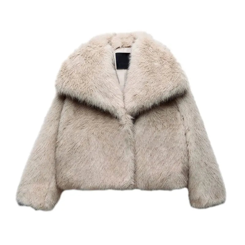 Luxury Faux Fur Women's Winter Jacket - Long Sleeve Shaggy Overcoat with Thick Warm Fox Fur, Stylish Street Outerwear for Women | Perfect for Cold Weather, Parties, and Fashion Events