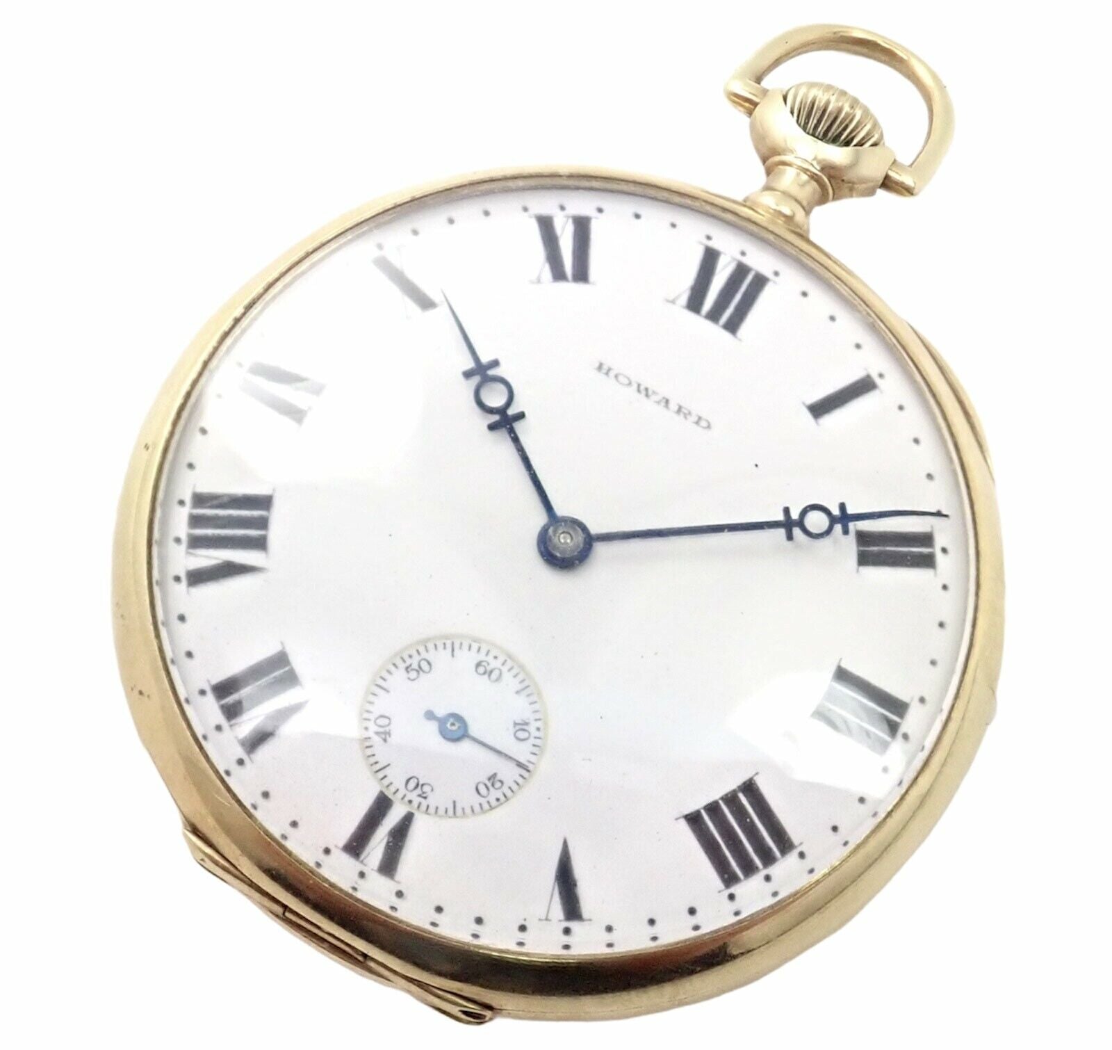 Vintage Howard 14k Yellow Gold 46mm 17 Jewel Pocket Watch c. 1920s - Antique Collector's Timepiece for Special Occasions & Historical Reenactments
