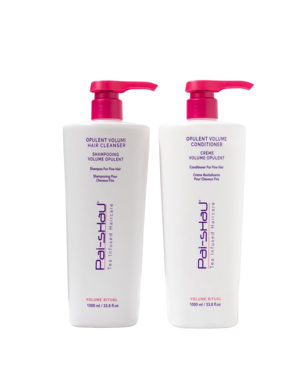 Pai-Shau Opulent Volume Shampoo and Conditioner Set for Thin Hair - Volumizing & Hydrating Cleanser Duo - 33.8 Fl Oz Each - Adds Body & Moisture - Best for Fine, Flat Hair - Perfect for Daily Use at Home or Salon