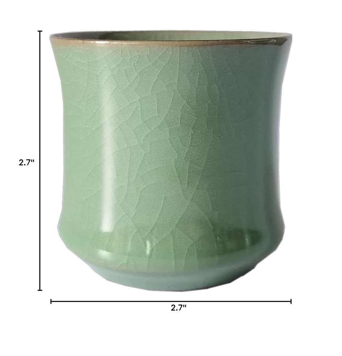 5.5oz Porcelain Tea Cups - Chinese Celadon Army Green Grack - Elegant Coffee, Tea & Beer Drinking Cups - Perfect for Home, Cafe & Gift Giving
