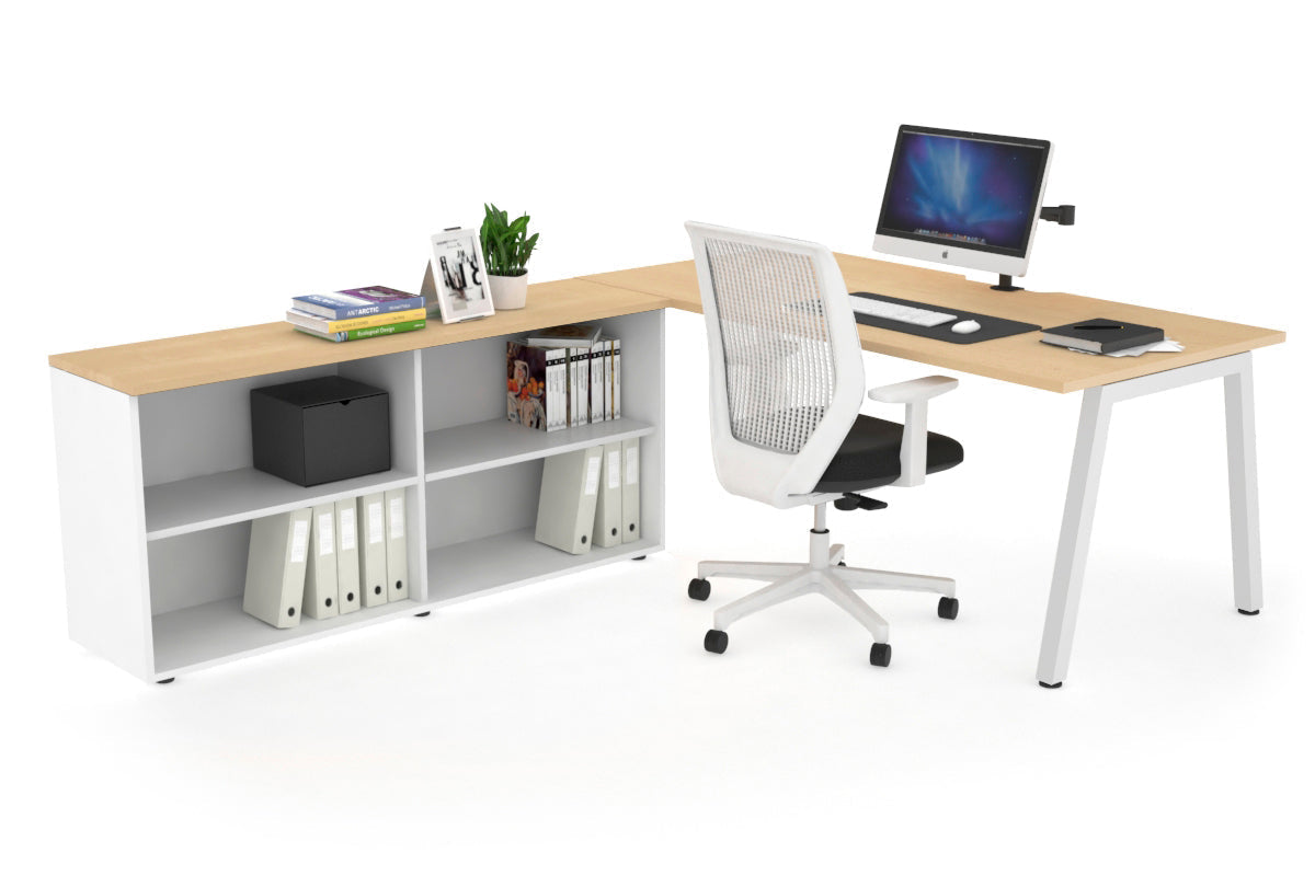 Quadro A Executive White Frame Office Chair [1600L x 800W with Cable Scallop] - Premium Ergonomic Seating for Home Office & Conference Rooms