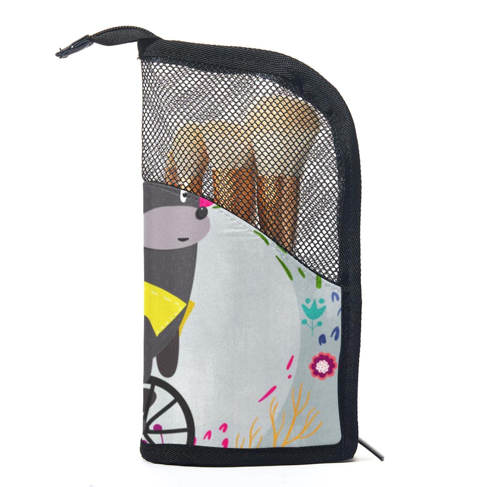 12-Piece Makeup Brush Organizer Bag with Funny Circus Flower Bear Design - Portable Travel Cosmetic Brush Holder Case for Makeup Artists & Beauty Enthusiasts - Perfect for Home, Travel & Professional Use