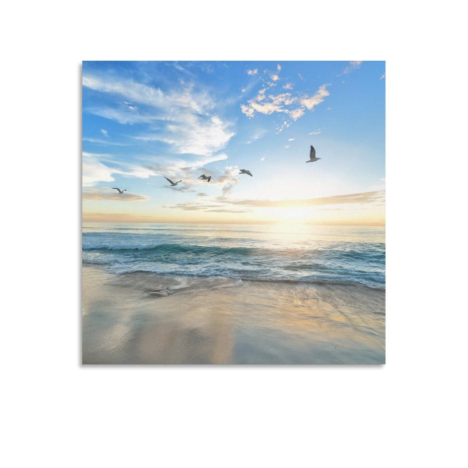 Coastal Beach Landscape Canvas Print - Aesthetic Wall Art Posters for Bedroom & Living Room Decor, Abstract Wallpaper for Home & Office