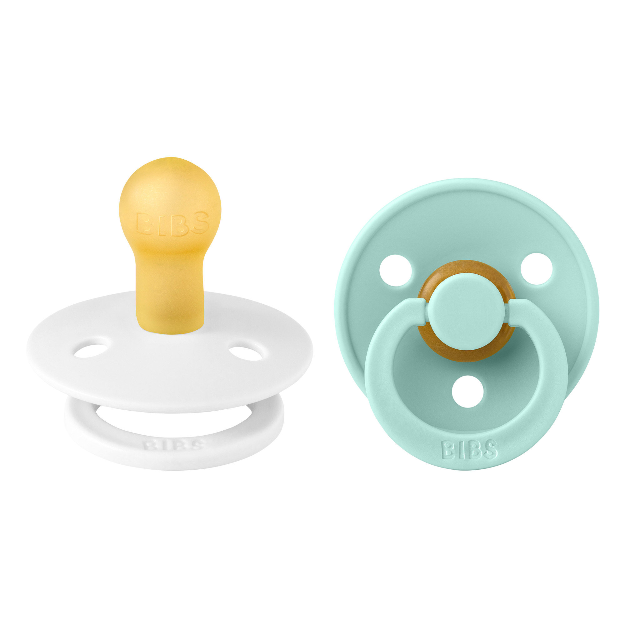BIBS Round Color Latex Pacifiers Twin Pack - Size 1 (0-6 Months) for Newborns & Infants - Perfect for Soothing, Sleeping & Travel