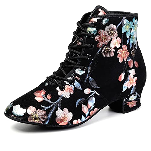 Black&flower-suede Sole-3.5cm Heel