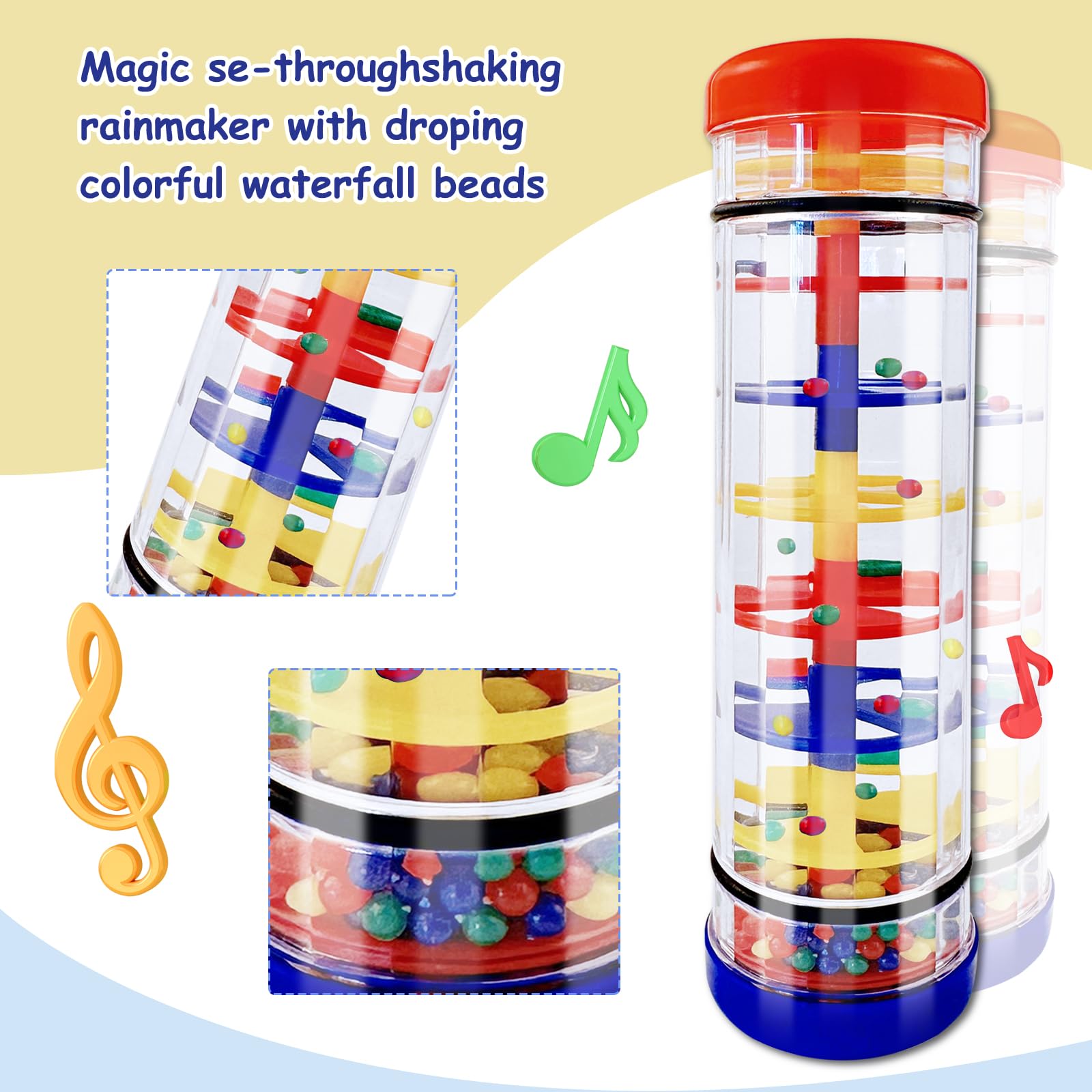 LOOIKOOS Rainmaker Rain Stick - Musical Sensory Toy for Babies & Toddlers, Developmental Baby Rattle Shaker Instrument with Soothing Raindrop Sounds - Perfect for Early Learning, Music Playtime & Sensory Exploration
