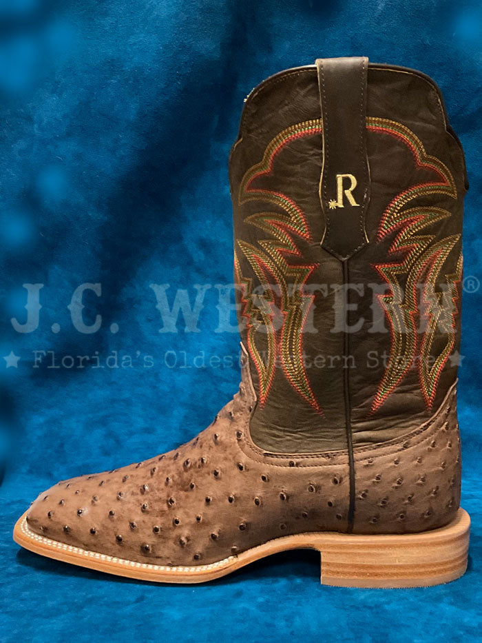 Premium R.Watson RW4508 Men's Full Quill Ostrich Leather Cowboy Boots in Tobacco Bark - Perfect for Western Rides, Country Music Festivals & Ranch Work