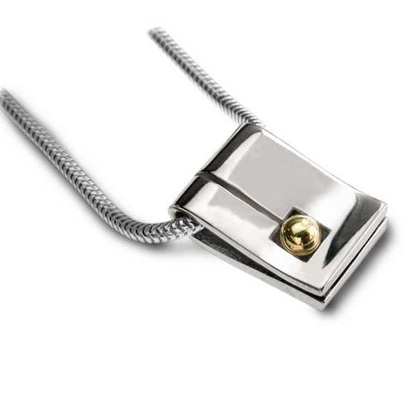 Sterling Silver & 9ct Gold Bead Fold Pendant Necklace - Elegant Layering Jewelry for Women, Perfect for Everyday Wear & Special Occasions