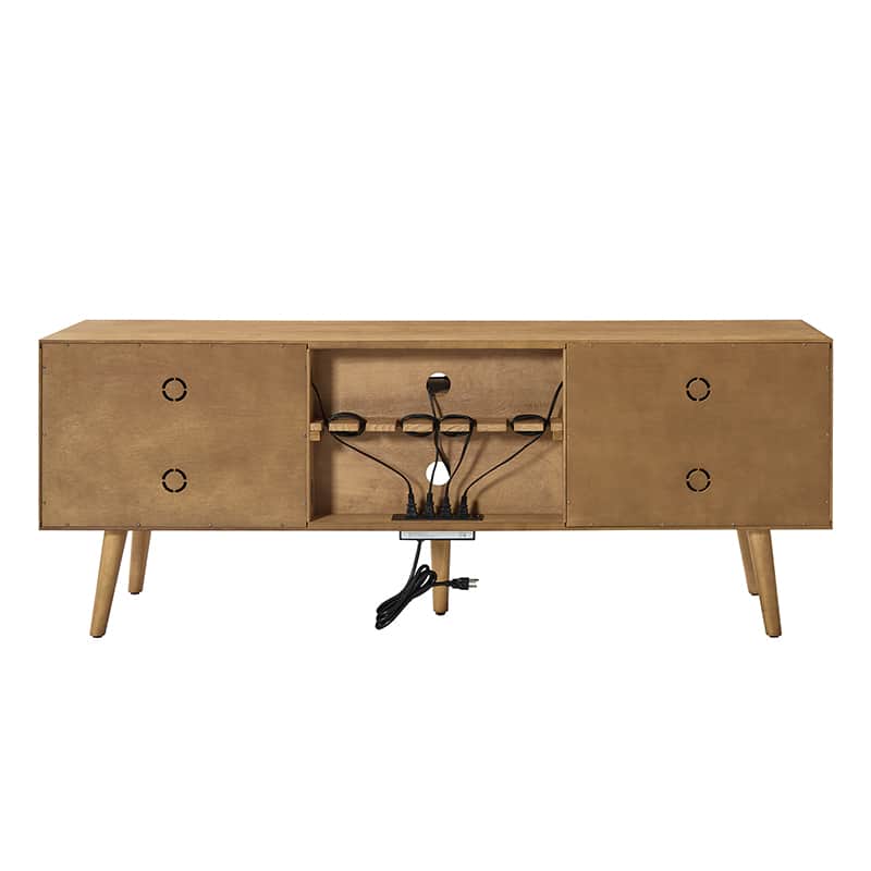 Velasco Mid Century Modern TV Stand with Built-in Cable Management - Stylish Entertainment Center for Living Room & Home Theater Setup