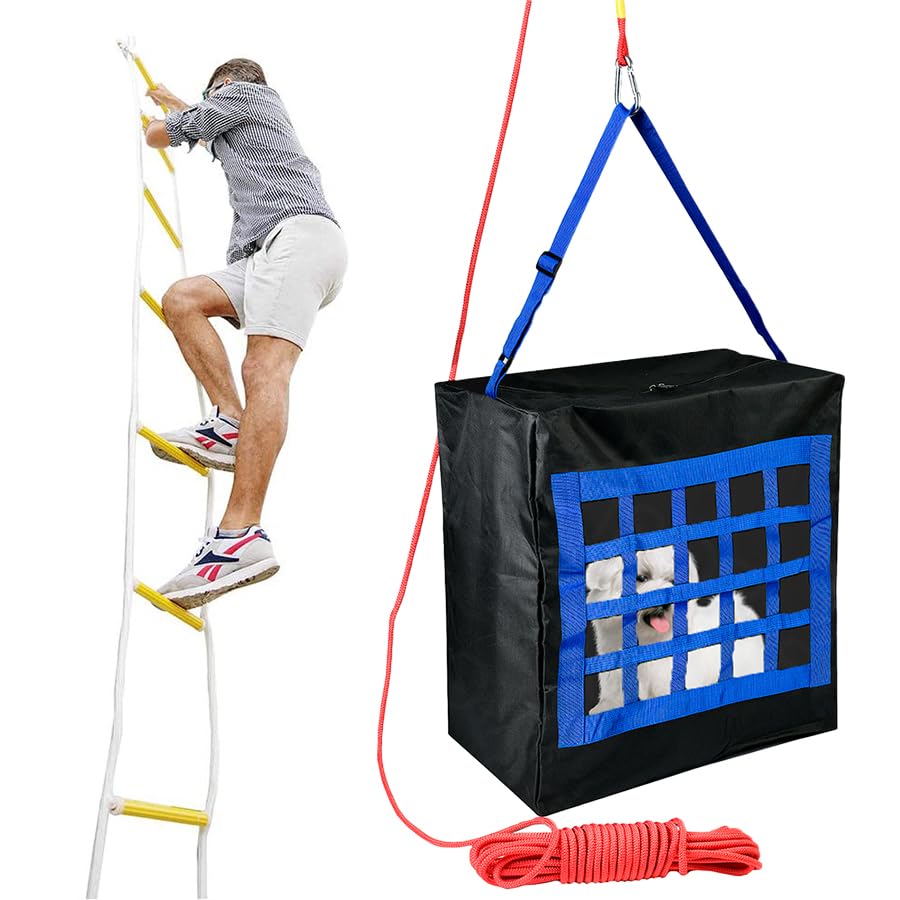 13ft Fire Escape Ladder & Emergency Evacuation Bag for Family & Pets up to 50LB - Home Fire Safety Equipment for 2nd Floor Rescue - Perfect for Houses, Apartments & Emergency Preparedness Kits
