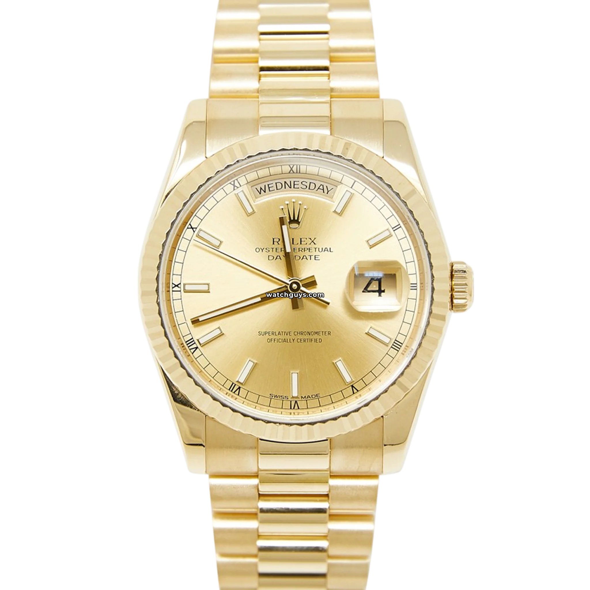 Rolex Day-Date 118238 Men's Watch - 18K Yellow Gold, Champagne Dial, President Bracelet - Luxury Dress Watch for Business & Formal Occasions