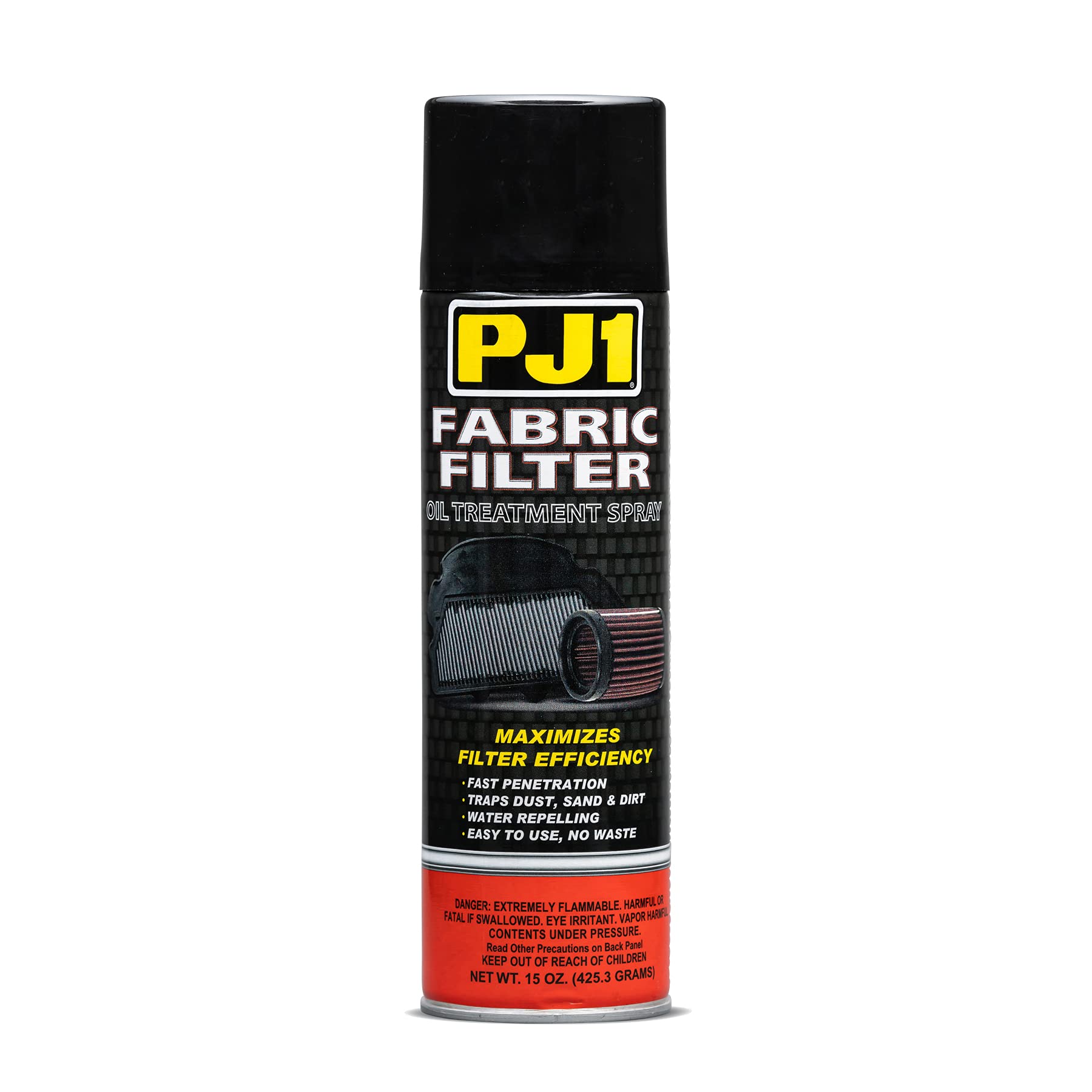 PJ1 43941 4-20 High-Performance Gauze/Fabric Air Filter Oil (Aerosol) - 15 oz, Black - Ideal for Motorcycle, ATV & Off-Road Vehicle Air Filters
