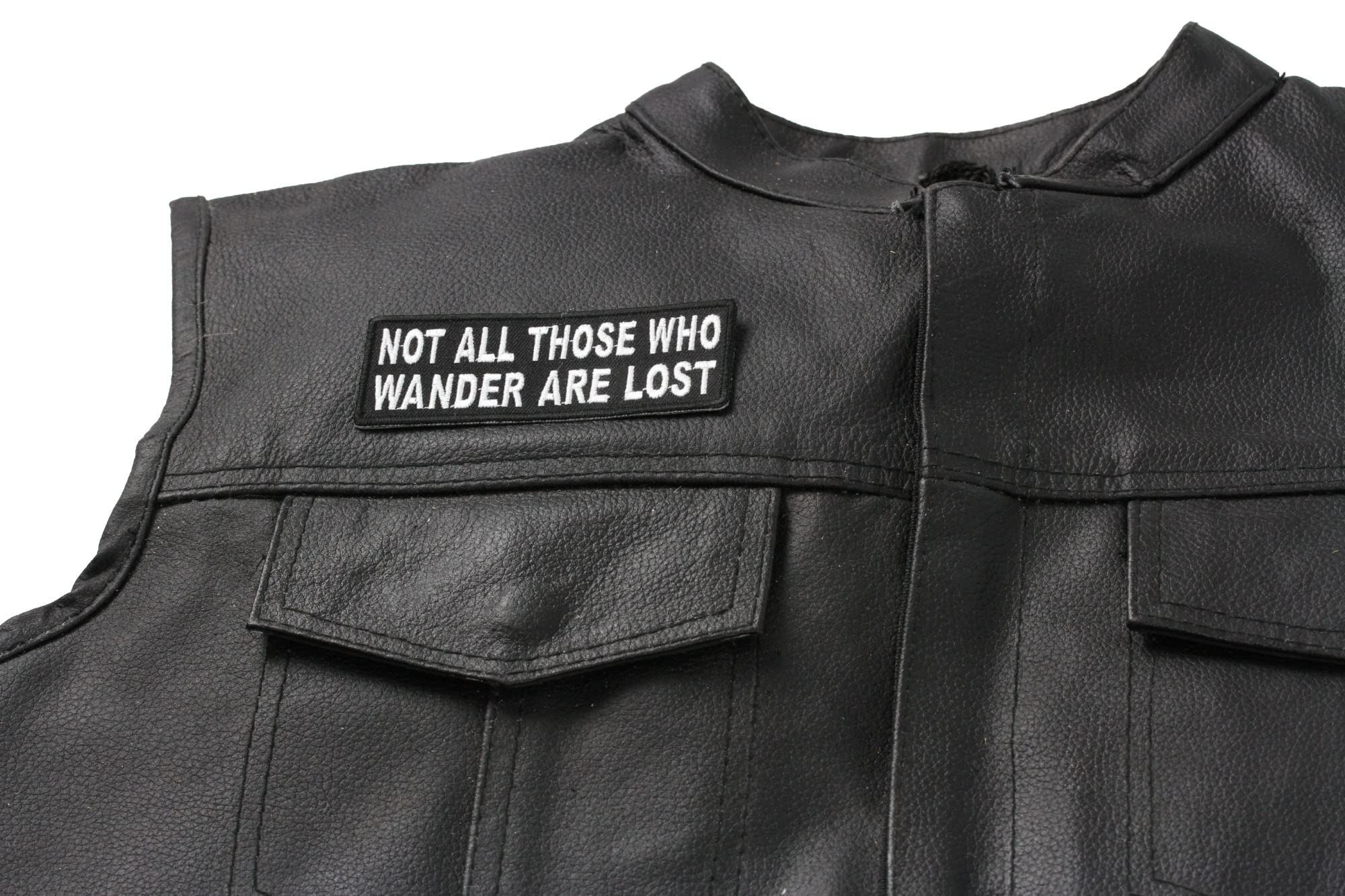 Not All Those Who Wander Are Lost Iron-On Biker Patch - Motorcycle Vest & Jacket Embroidered Badge for Bikers, Riders & Travel Enthusiasts - Perfect for Denim, Leather & Backpacks