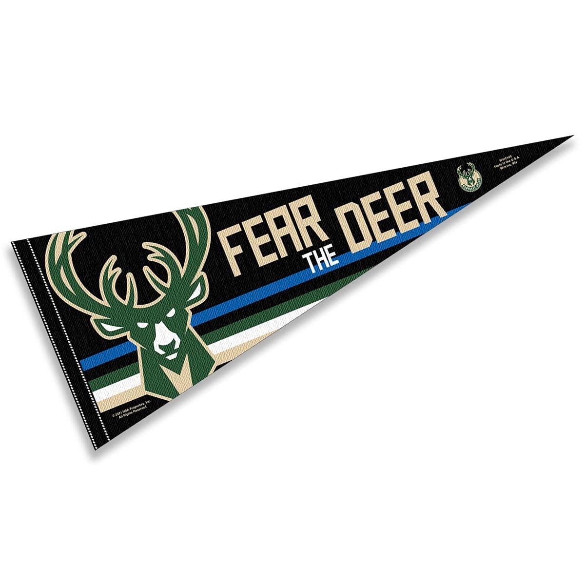 WinCraft Milwaukee Bucks Fear The Deer Pennant Flag - NBA Team Banner for Home, Office & Game Day Decor