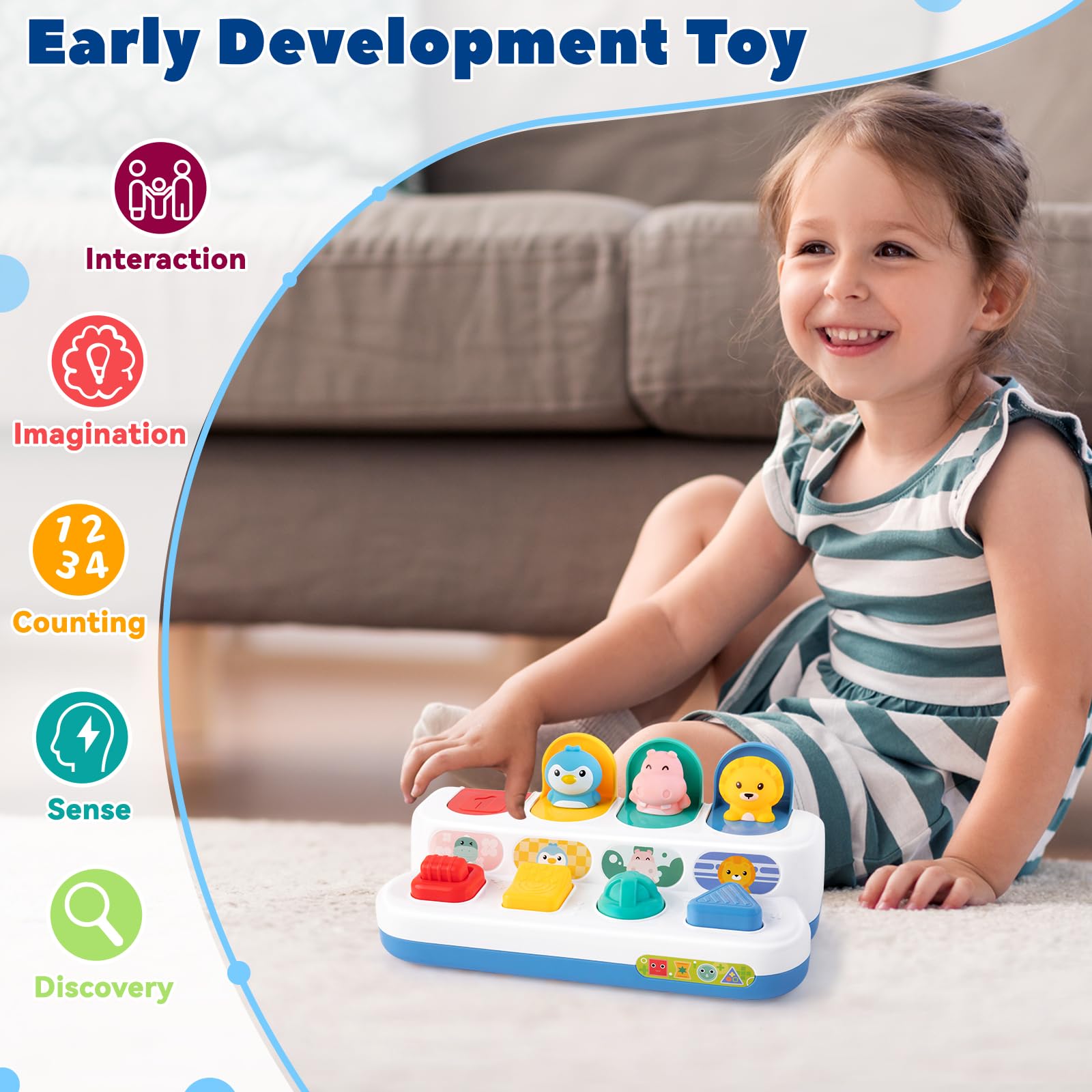 Montessori Cause and Effect Toy for Babies 6-12 Months - Push Button Pop Up Animal Sensory Toy | Interactive Learning Toy for Toddlers 1-3 Years | Educational Developmental Toy for Boys & Girls 9-11 Months | Perfect for Early Childhood Development & Playtime Fun