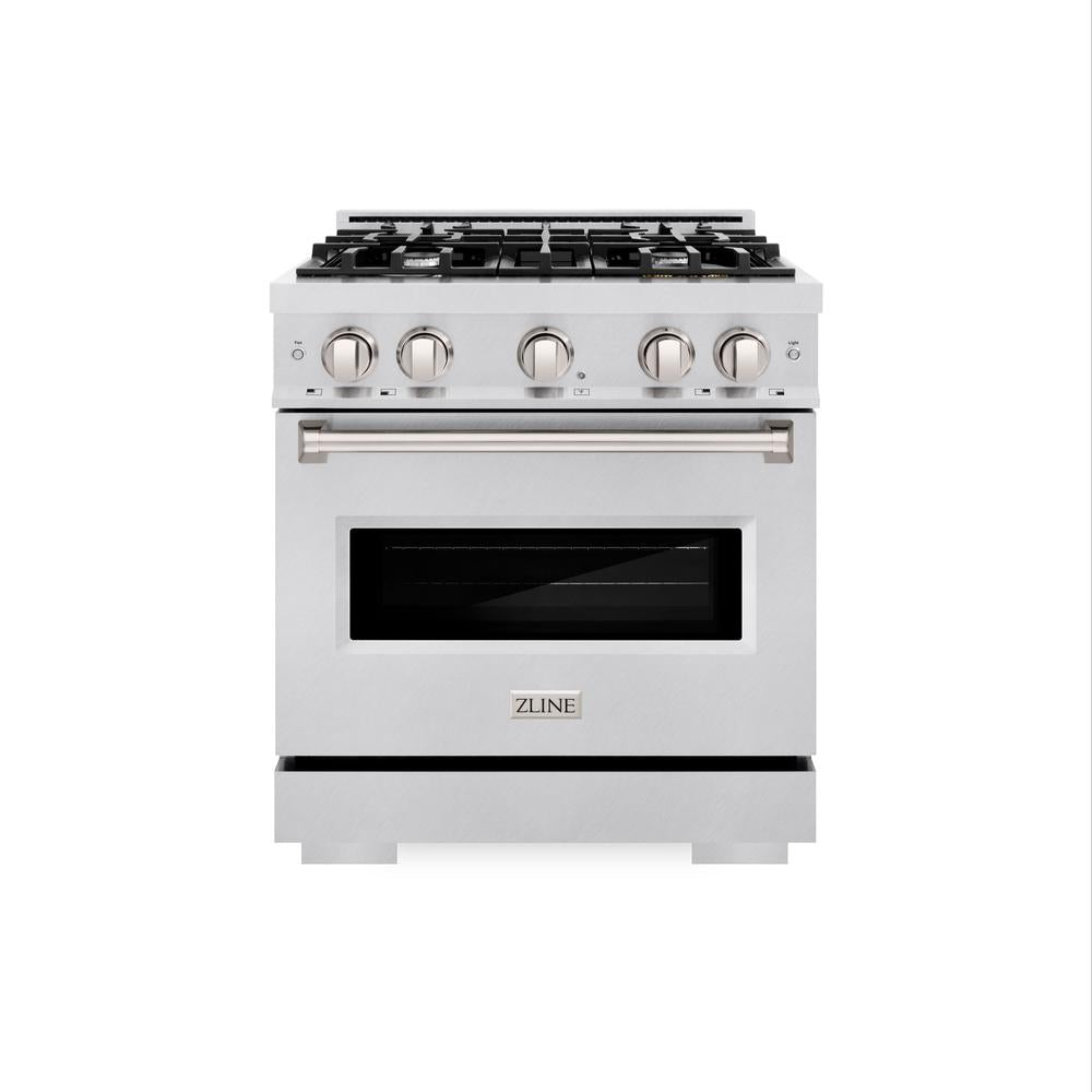 ZLINE 30 Inch 4.2 Cu. Ft. Classic Gas Range with 4 Burner Cooktop & Convection Gas Oven - Satin Stainless Steel (CGRS 30) | Professional Kitchen Appliance for Home Chefs & Cooking Enthusiasts