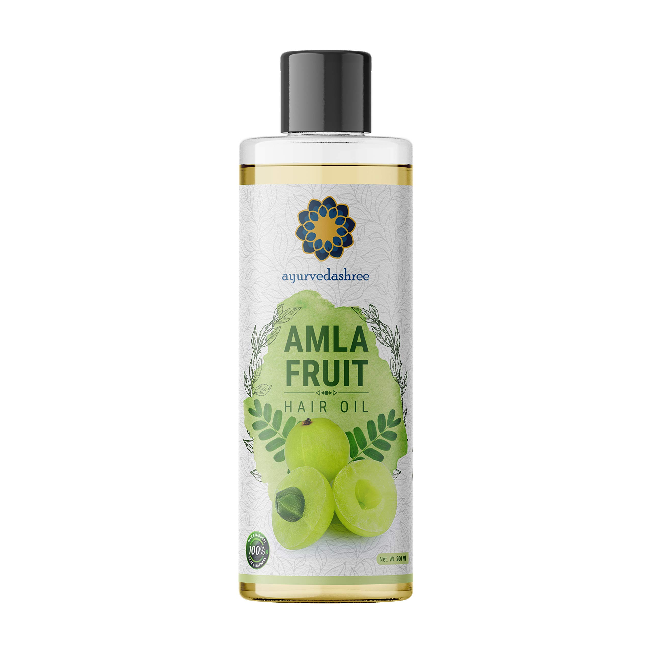 AYURVEDASHREE Amla Hair Oil 200ml - Natural Hair Growth Treatment with Bhringraj, Brahmi, Tulsi, Almond, Argan, Moringa & Clove Oils - Best for Dry, Damaged Hair & Scalp Care - Perfect for Daily Hair Nourishment & Styling