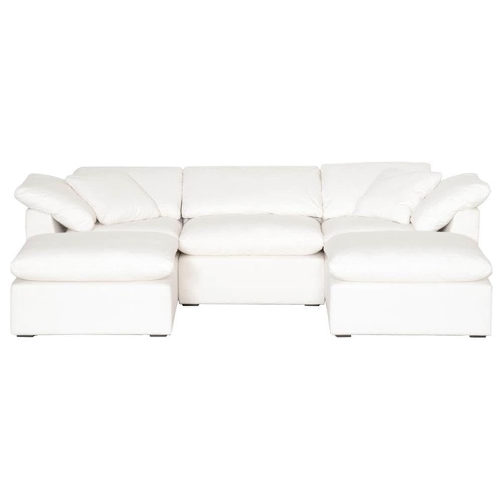 Star International White Fabric Modular Ottoman with Stitch & Hand Sky Design - Perfect for Living Room, Bedroom, or Home Office Seating & Storage