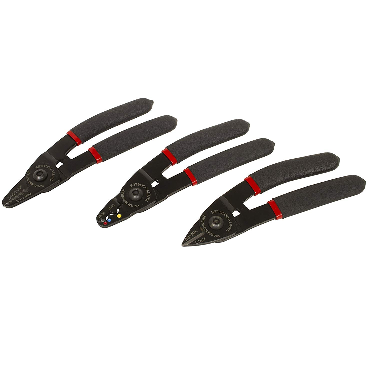 Lisle 68700 Mini Strip Cut Crimp Tool Set - 3 Piece Electrical Wire Stripper and Crimper for Automotive & DIY Projects | Perfect for Wiring, Repairs, and Electrical Work