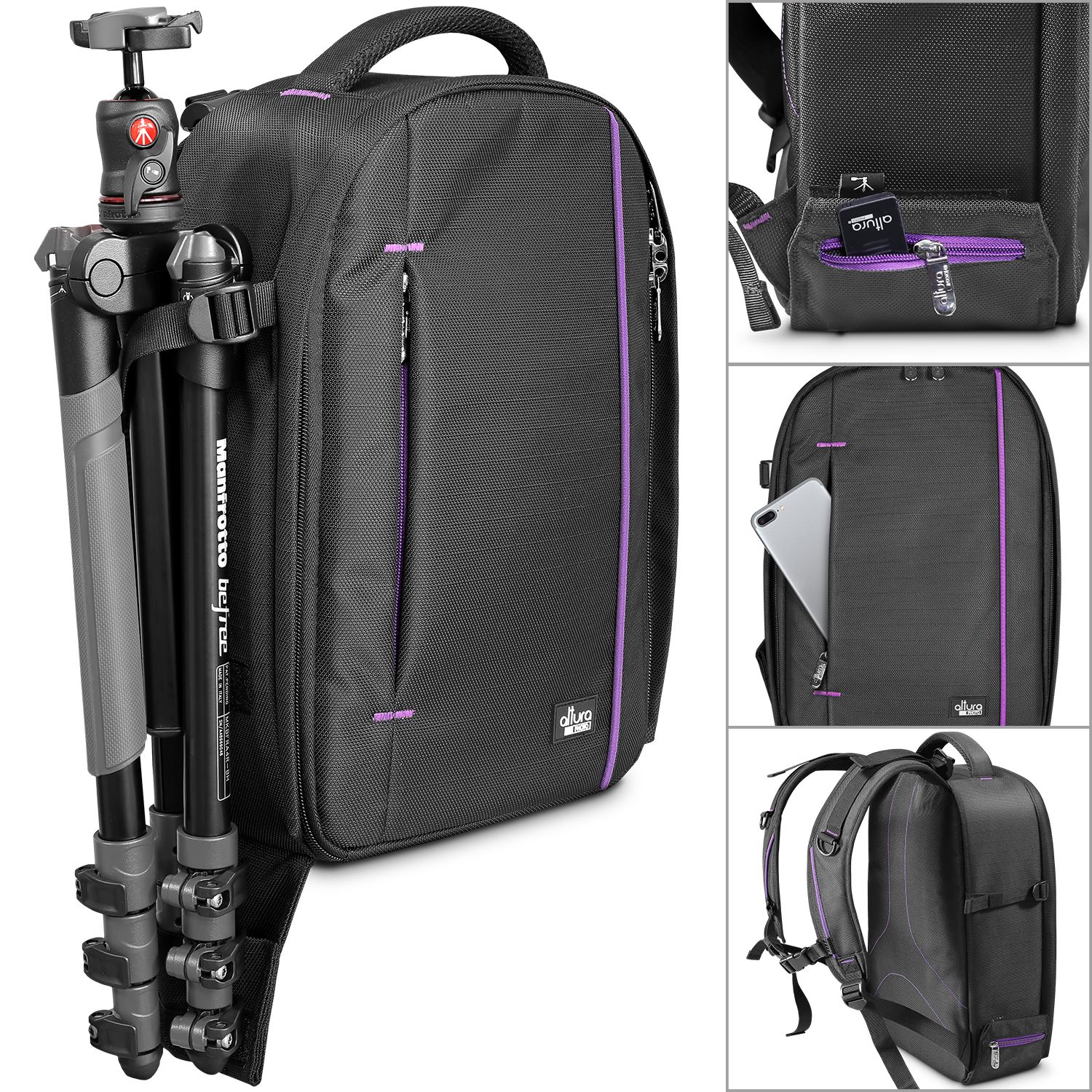 Altura Photo DSLR Camera Backpack - Lightweight Travel Bag for Mirrorless & DSLR Cameras with Lenses - Perfect for Photography Trips, Hiking & Outdoor Adventures