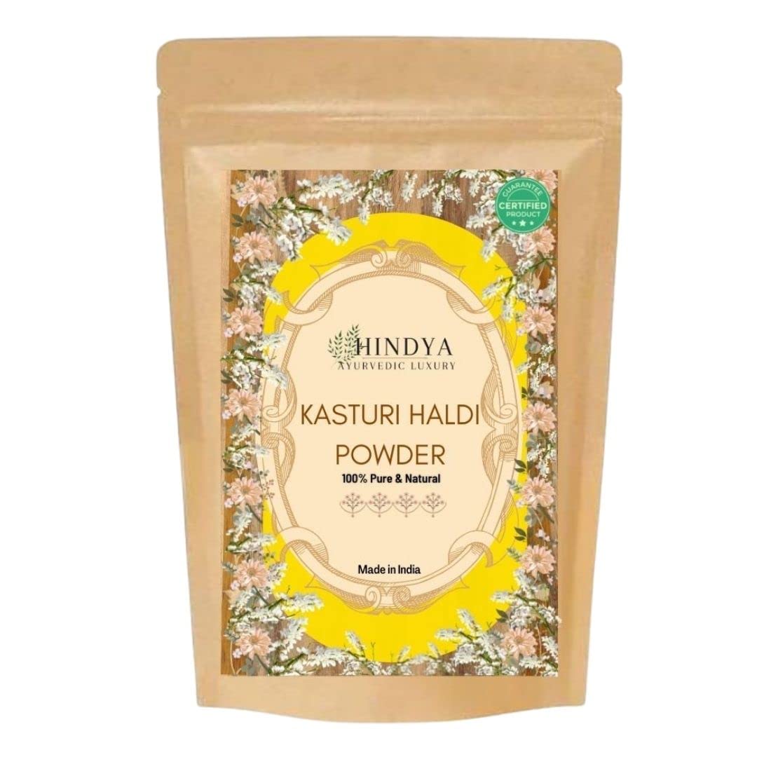 Hindya Ayurvedic Luxury Kasturi Haldi Powder for Face Beauty - Wild Turmeric Powder, Kasturi Manjal, Curcuma Aromatica, Jangli Haldi (100g, Pack of 1) | Natural Skin Brightening & Glow for Radiant Complexion | Perfect for DIY Face Masks, Scar Reduction & Evening Skin Tone